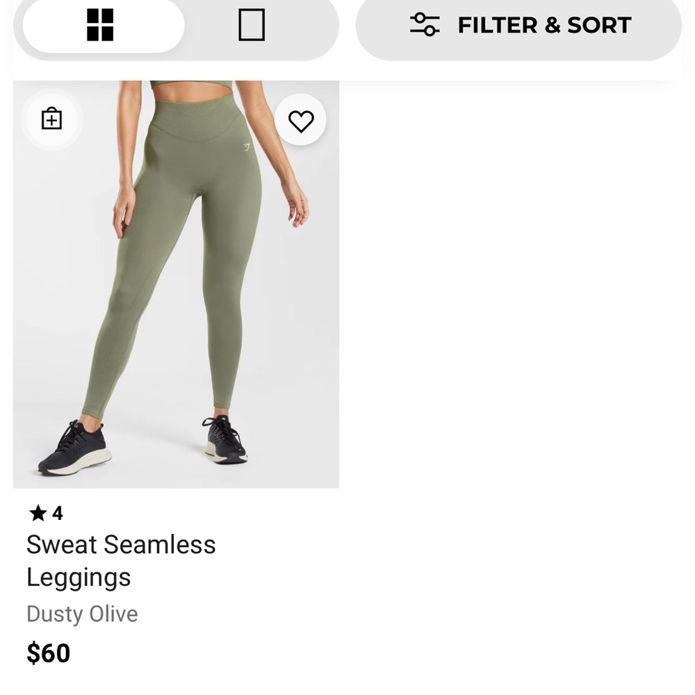 NWT Gymshark Sweat Seamless Leggings - Dusty Olive Size Medium